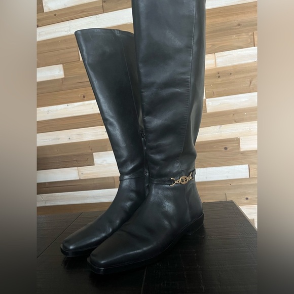 Sam Edelman Clive Black Black Leather Square Toe Tall Boot SZ 6 - Picture 2 of 8